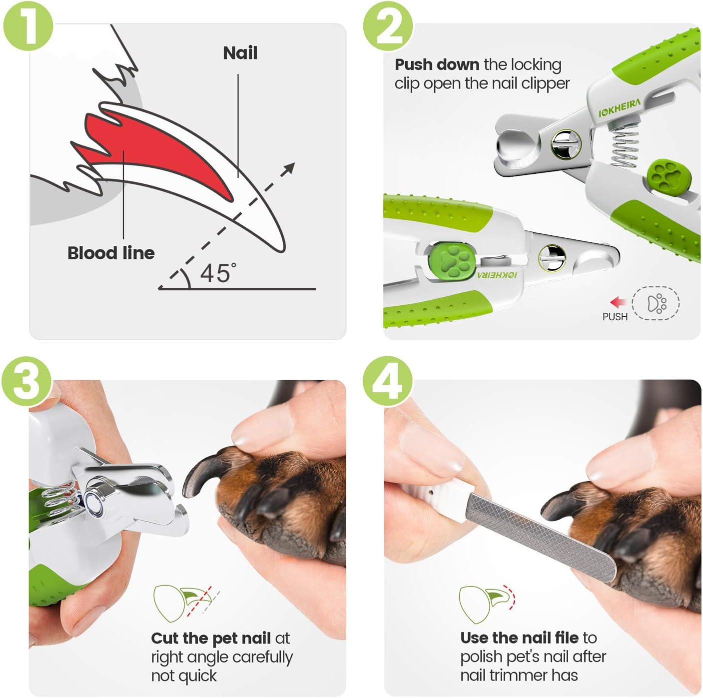 IOKHEIRA Dog Nail Clippers for Large Dogs, Professional Dog Nail Trimmers with Safety Guard to Avoid Over-Cutting, Free Nail File & Lock Switch, Professional Dog Nail Clipper for Medium Breed