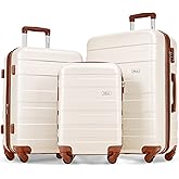 Luggage 3 Pcs ABS Hardside Luggage Sets Spinner Wheels Suitcases