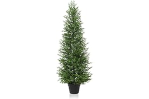 OAKRED Artificial Cedar Topiary Trees for Outdoor,4FT Fake Norfolk Pine Plants Set of 1,UV Protection All-Year Green Tree for Christmas,Home Decor Indoor, Porch,Garden,Entryway