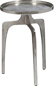 Pulaski Mid-Mod Aluminum Accent Retro Silver Table, Black