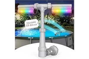 KLLEYNA Patented Swimming Pool Fountain with Lights - for Above & In-Ground Pools, Pool Waterfall with 7 Color LED Lights, Extend Pipe Pool Cooler Sprinkler Sprayer Pool Party Decor, Pool Jet Accessories