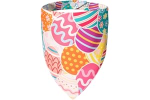 ICEMOOD Easter Dog Bandanas Colorful Eggs - Pet Scarf with Adjustable Snap Button Cute Holiday Costumes, Medium to Large Bree