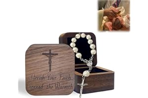 WINUSD My First Rosary and Keepsake Box, White Catholic Rosary Baby Baptism Gifts for Girl or Boy, First Holy Communion Gifts for Kids, Rosary Box Kids Baptism Gifts, Personalized Baby Christening Gifts