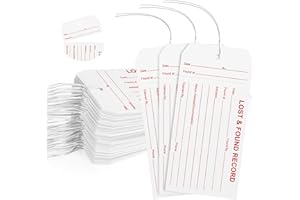 Lost and Found Tags,100-pk Lost & Found Record Tags with Wires Attached,Tear & Water Resistant Paper Property Tag for Hotel R