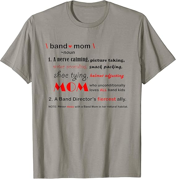 Women's Band mom Noun TShirt Great Gift Funny Quotes Band Mom Noun