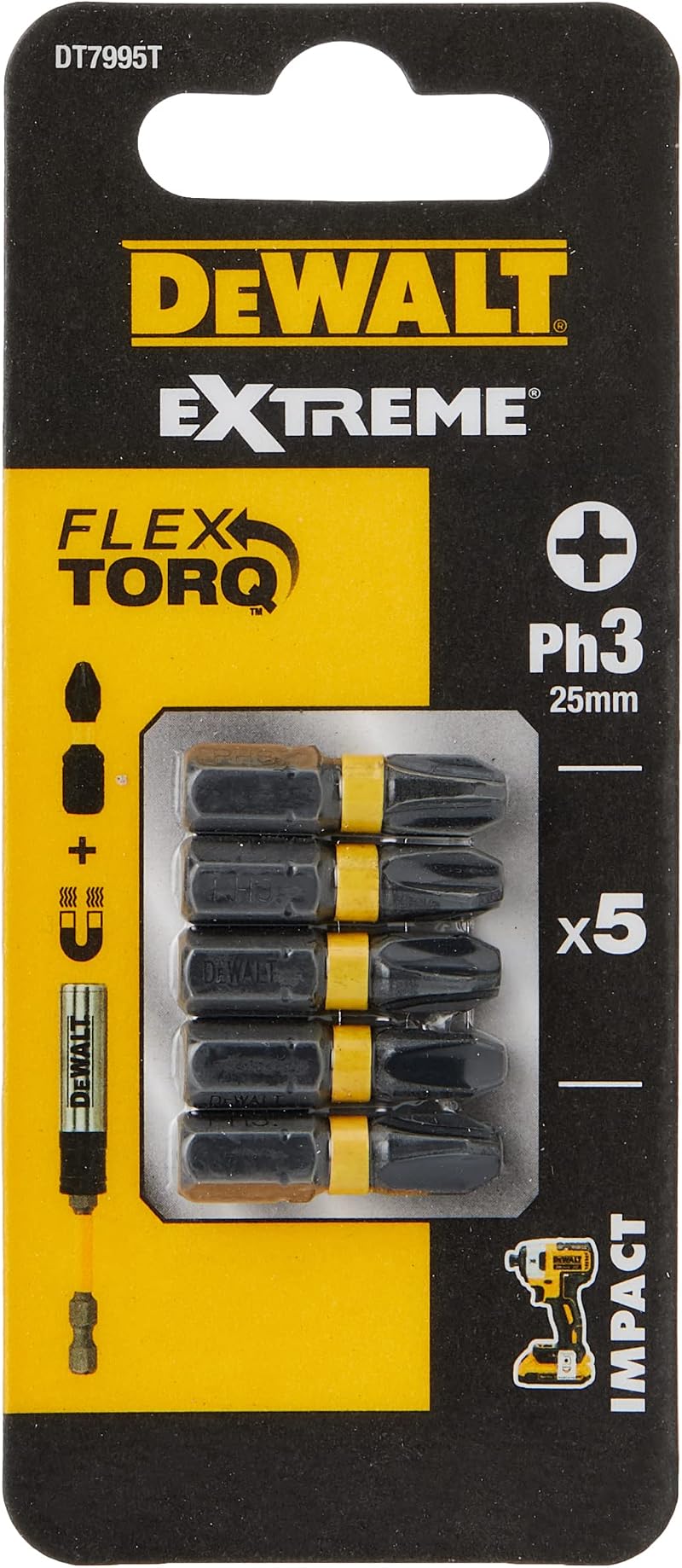 DEWALT DT7995TQZ 25 mm PH3 IR Torsion Bits Pack of 5