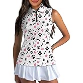 Psaytomey Womens Golf Shirts Sleeveless Casual V Neck Zip Up Tank Golf Shirts Tennis Shirts Golf Shirts for Woman Plus Size