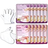 Epielle Moisturizing Hand & Foot Masks, Soften Dry, Rough Skin with Sunflower Seed Oil & Vitamin E, Self Care Gifts for Women, Spa Kit, Stocking Stuffers, 6 Moisturizing Gloves & 6 Moisturizing Socks