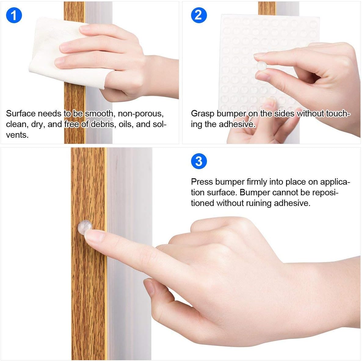 304 Pieces Clear Rubber Feet Bumper Pads, Buffer Pads Adhesive Rubber Feet, 6 Size Cabinet Door Bumpers, Round, Hemispherical - Image 5