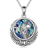 YFN Egyptian Necklace Sterling Silver Egypt God Pendant Abalone Shell Egypt Jewelry Gifts for Women Men