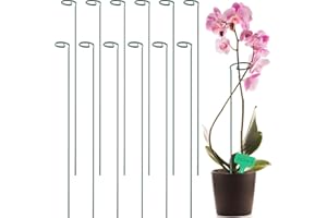 GROWNEER 12 Packs 36 Inches Garden Flower Support Plant Support Stakes, with 15 Pcs Plant Labels, Single Plant Stem Flower Support for Flowers, Orchid, Peony, Lily, Rose
