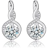 LibreLumos Moissanite Hoop Earrings, 1CT Moissanite Diamond Earring, Infinity Love 925 Sterling Silver with 18K White Gold Plating Earrings, Hypoallergenic, Jewelry Box Packed, Jewelry Gifts for Women