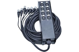 Seismic Audio Speakers 8 Channel Low Profile XLR Send Sub Snake Cable, XLR Splitter Cable, 25 Feet
