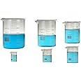 LUERFLEX Borosilicone Glass 3.3 Griffin Beakers Set 1000ML 500ML 250ML 150ML 50ML 25ML Pack of 6