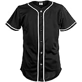 Pullonsy Black Custom Baseball Jersey for Men Full Button Mesh Embroidered Team Name & Numbers S-8XL