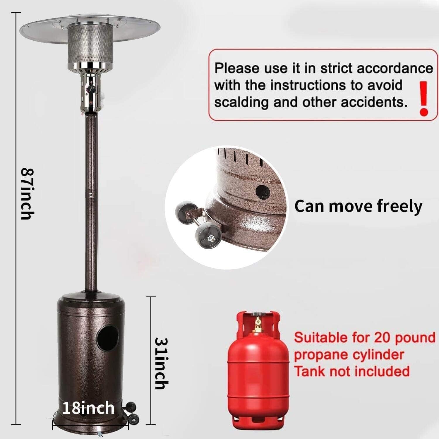 Overheat with Heater Propane Standing Outdoor Umbrella Heater