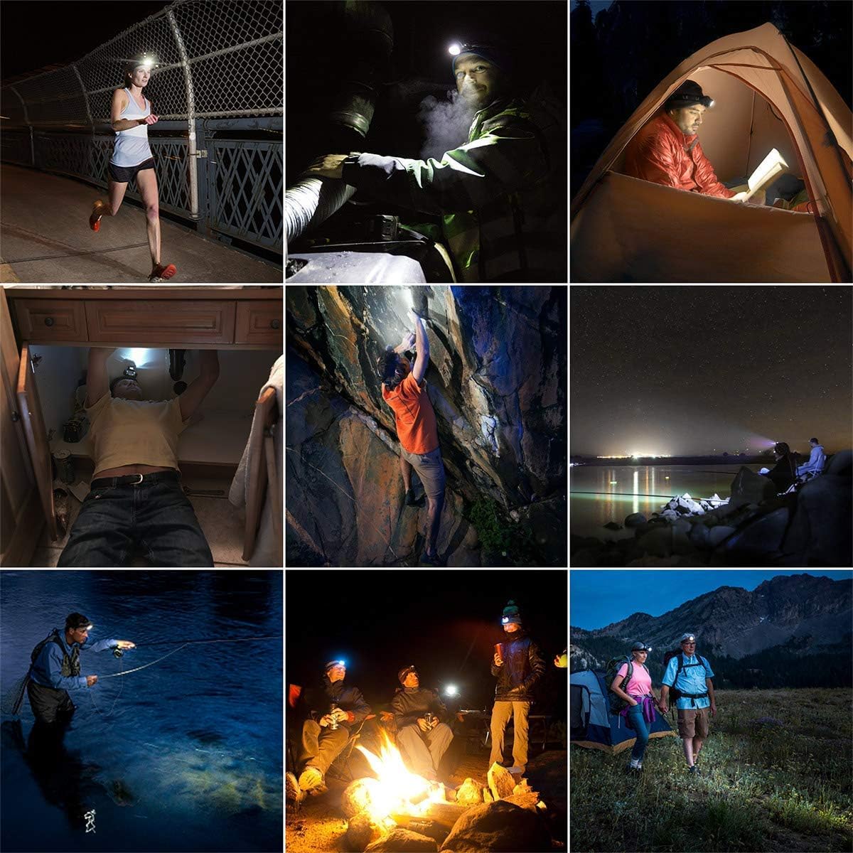 LED Rechargeable Headlamp Flashlights, Headlights with 5 Lighting Modes, Adjustable and Comfortable for Kids and Adults, Easy to Use, Perfect for Running, Camping, Hiking and More, Pack of 2 - - 