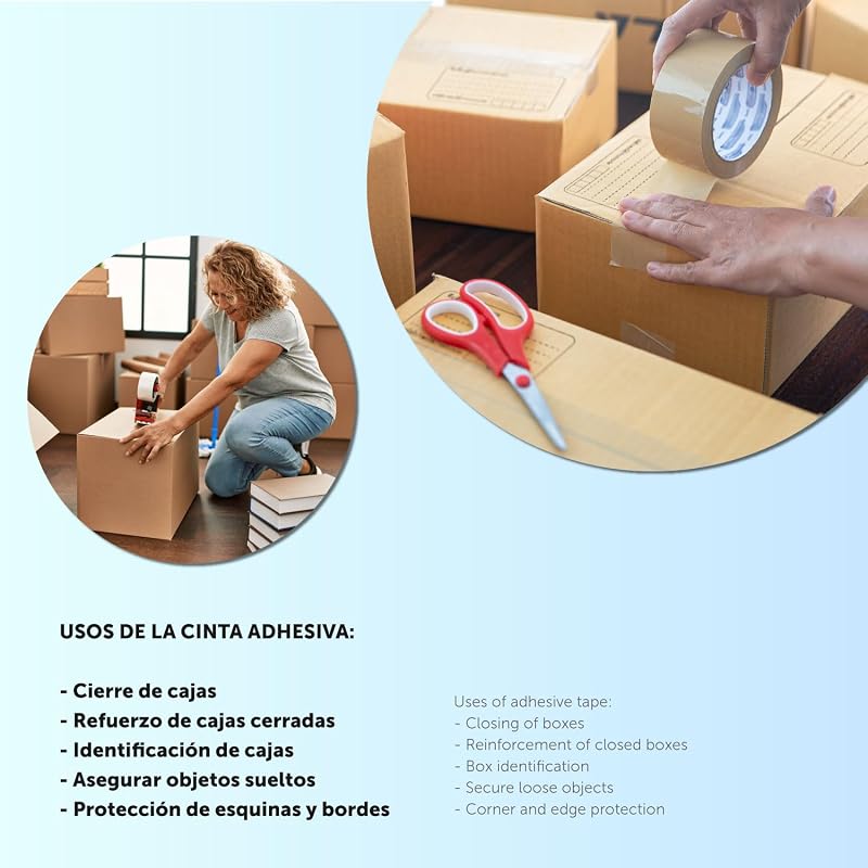 Cinta Adhesiva, Cinta Adhesiva Marrón de Embalar, Rollo de Cinta para Embalaje de Cajas, Envíos, Mudanzas y Manualidades, Precinto Seguro y Resistente, Cinta Adhesiva (36 unds, 36mmx66m)