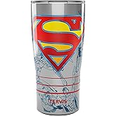 Tervis Traveler DC Comics Superman Lineage Triple Walled Insulated Tumbler Travel Cup Keeps Drinks Cold & Hot, 20oz, Stainless Steel