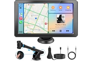 FANINSO Portable Apple Carplay Screen for Car, 7" HD Car Stereo Touchscreen with Wireless CarPlay & Android Auto, Mirror Link, Bluetooth, Voice Control, Memory Card Playback, AUX - Fits All Vehicles