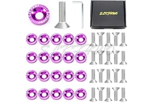 SLKFHWO 6063-T6 Hard Aluminum Alloy Fender Washer 20 Pieces CNC Precision Machining Bumper Engine Compartment JDM Car Accessories Engine Dress up kit（Purple）