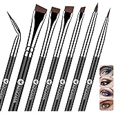 KINGMAS 7PCS Eyeliner Brush Set, Angled Flat Gel Eye Liner Makeup Brushes | Ultra Thin Liner Brush, Fine Point Eyeliner Brushes for Women Girls