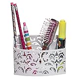 White Scroll Magnetic School Locker Storage Bin For