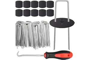 EUOKOK 100 Pack Landscape Staples with Gasket, 6 Inch Artificial Turf Stakes Heavy Duty 11Gauge Sod Pins Galvanized Yard Stakes for Decorations, Weed Barrier Fabric, Irrigation Tubing