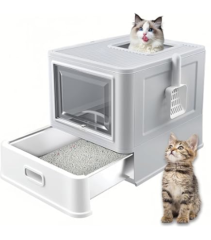 RIZZARI Enclosed Cat Litter Box - Pink Stainless Steel Odorless Litter Pan With Top Holes, Large - View #12