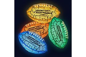 Wave Runner Glow in The Dark Junior Size Waterproof LED Football for Kids, Teens, and Adults - Light Up Football Includes Pump & Batteries