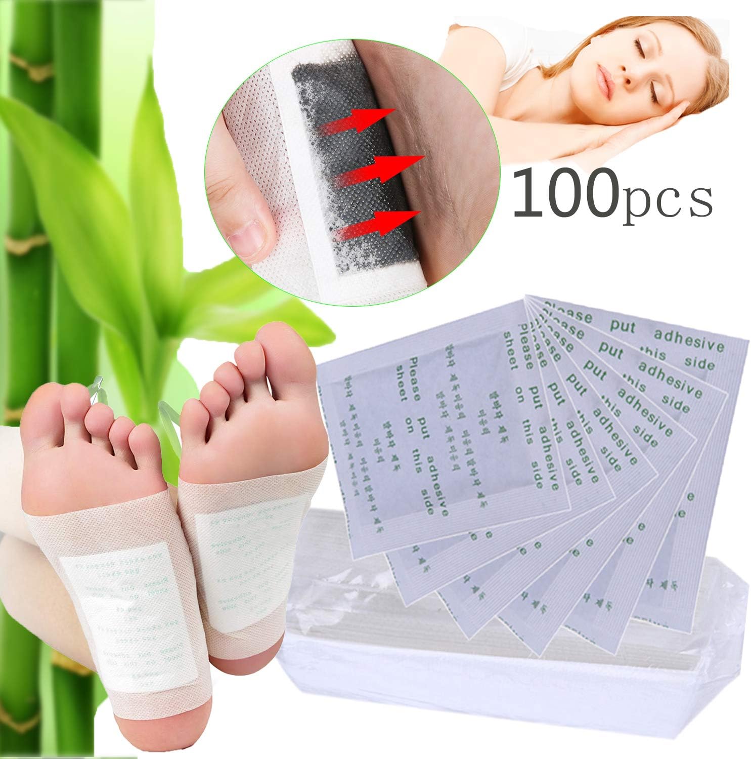 Foot Pads, Kapmore 100 Relief Foot Pads and 100 Adhesive Sheets for Removing Impurities, Relieve Stress Improve Sleep: Health & Personal Care