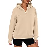 PRETTYGARDEN Womens Hoodies Cropped Fleece Sweatshirts 2025 Fall Fashion Quarter Zip Pullover Long Sleeve Tops Winter Clothes
