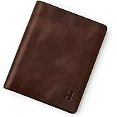 HELMBROOK London Wallet for Men, Slim Minimalist RFID Full-Grain Leather, Handcrafted Bifold Design, 6 Card Slots, in Gift Box with Pouch, for Christmas & Birthday, Brown Plus Colors