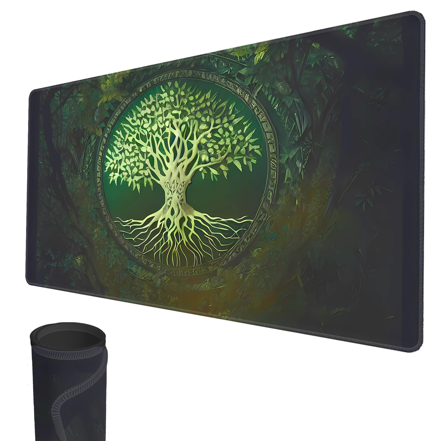 MTG Playmat, 24" x 14" TCG Game Play Mat Stitched Edges Trading Card Game Playmats with Storage Bag Smooth Rubber Surface Battle Game Mat (Tree of Life)