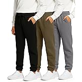 Real Essentials 3 Pack: Boys' Fleece Athletic Jogger Sweatpants - Kids Teens Active Athletic Pants with Pockets (Size 6-20)