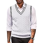 COOFANDY Sweater Vest for Men Regular Fit V Neck Sleeveless Knitted Pullovers Sweater