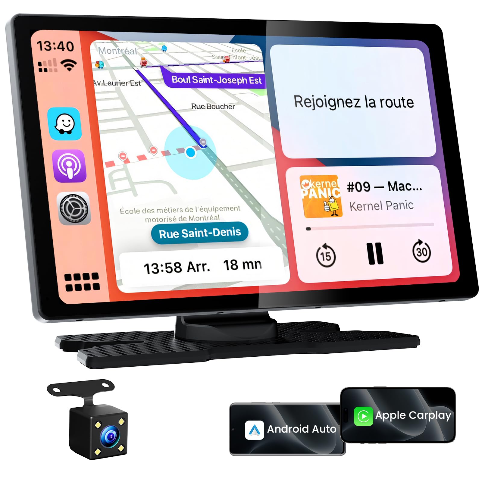 Photo 1 of TECXERLLON 9.0" Wireless CarPlay Screen for Car, Android Auto Screen for Car with Backup Camera, Portable Touchscreen Car Stereo with GPS Navigation/Mirror Link/Voice Control/Bluetooth/FM/AUX