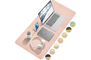 Giecy Desk Mat, Dual-Sided Desk Pad, Large Mouse Pad for Desk, Natural Cork & PU Leather Non-Slip Waterproof Desk Mats for Office and Home (35.4" x 17", Pink)