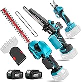 SEESII Electric Chainsaw Trimmer Pruner: 3-in-1 Cordless Chainsaw, Hedge Trimmer, Pruning Shears with 2× Rechargeable 4000mAh Batteries, Garden Tool Kit for Tree Trimming and Branch Cutting