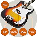 3rd Avenue Full Size 4/4 Electric Bass Guitar Beginner Pack Sunburst 15W Amp view 4