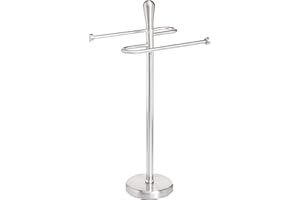 �鶹�� Basics Bathroom Accessory Collection Round Top Towel Holder, Brushed Steel