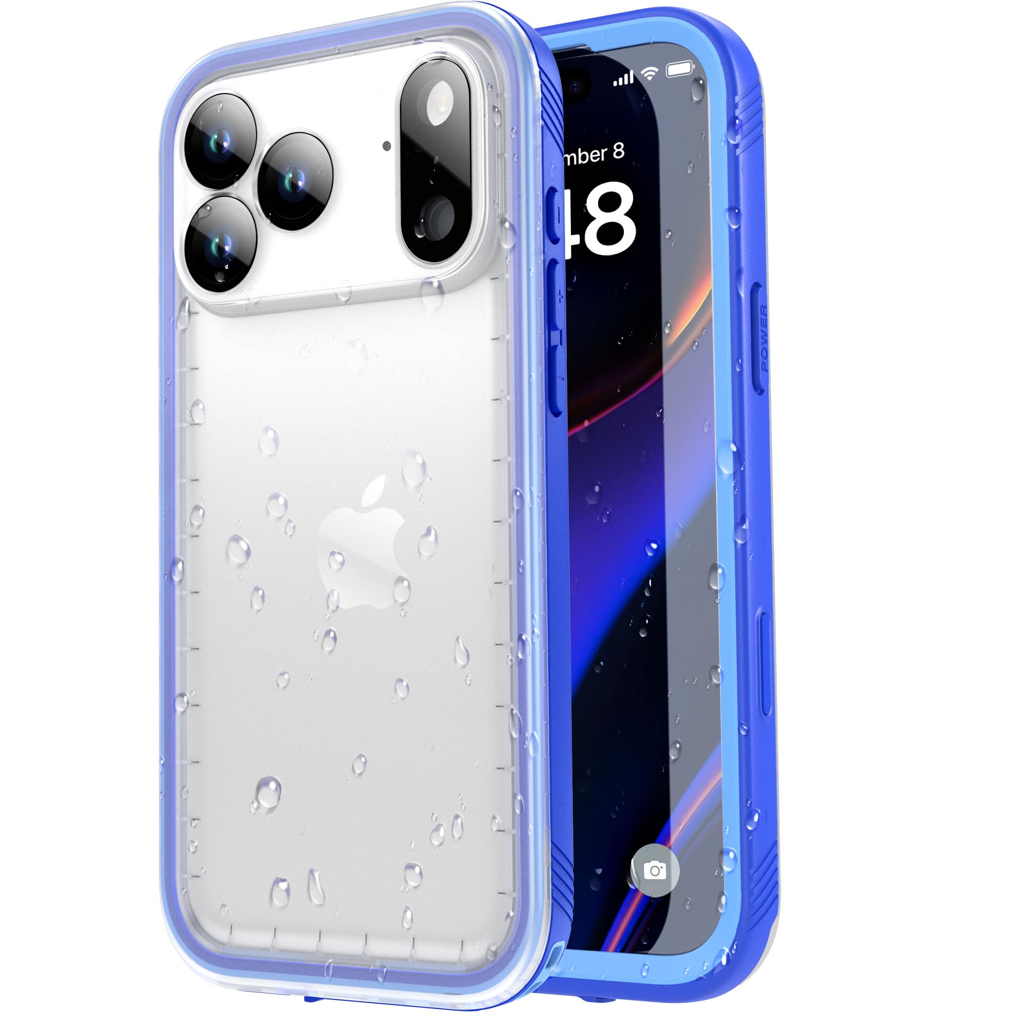 Photo 1 of SPORTLINK for iPhone 17 Pro Waterproof Case - Shockproof Dustproof Case with Built-in Screen Protector, Full Body Heavy Duty Sealed Protective Cover for iPhone 17 Pro 6.3" Blue/Frosted Clear