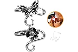 AQNJC 2 Pieces Crochet Rings for Crocheting Cute Yarn Guide Knitting Ring for Finger Adjustable Yarn Tension Ring Crochet Supplies