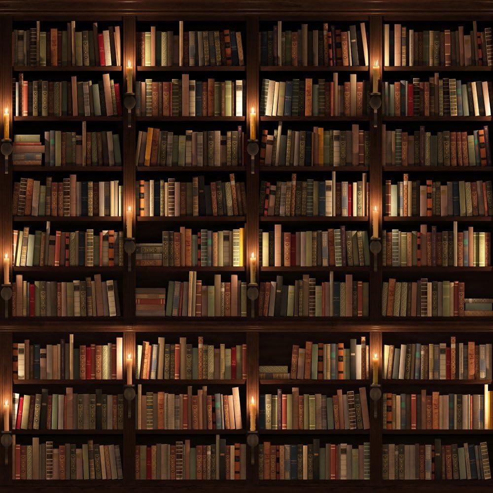 KonPon 8x8ft Seamless Bookshelf Photography Backdrop Photo Props Newborns Studio Library Background KP-258
