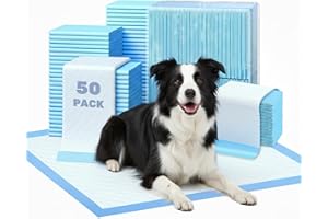 FluffyDream Super Absorbent Waterproof Dog and Puppy Pet Training Pad, Housebreaking Pet Pad,Blue (17.6"x23.6" (50PCS))