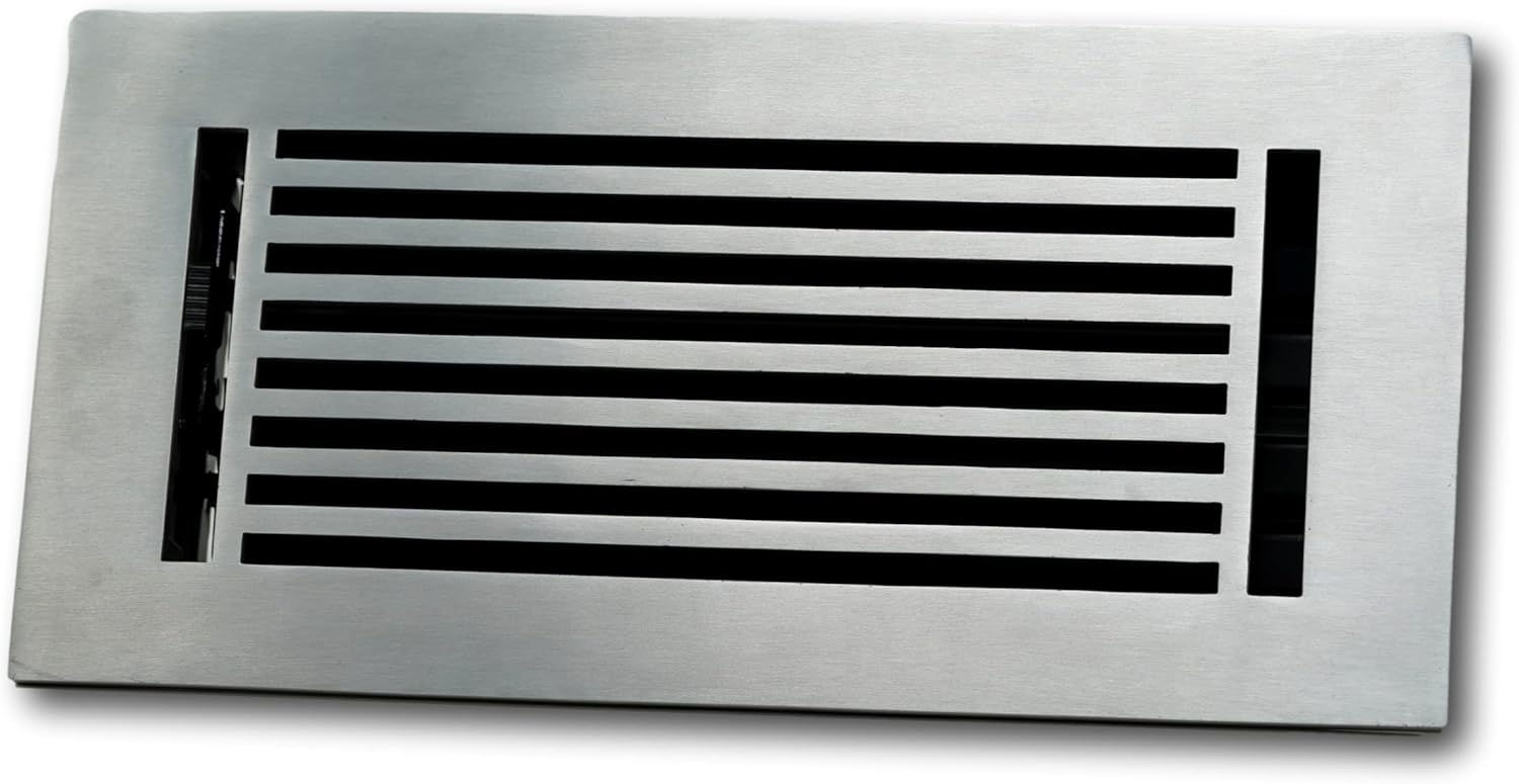 Registers, Grilles & Vents - 4 x 10 Cast Aluminum Linear Bar Vent Cover - Brushed Satin (Overall: 5.75 x 11.75)