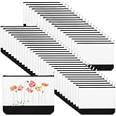 Inbagi 50 Pcs Sublimation Blank Canvas Makeup Bags Bulk DIY Blank Heat Transfer Cosmetic Makeup Bags, DIY Craft Canvas Travel Pouch with Zipper for Women, Nurse, Teachers, Students