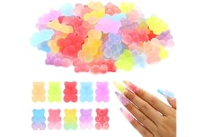 50 Pieces Nail Glitter Gummy Bear Charms Resin Flatbacks Candy Bear Charms for Slime Nails DIY Craft Scrapbooking Phone Case Doll House Stationery Box Decoration (10 Colors) by Rapuda