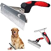 Dog Brushes for Grooming Large Dogs, Undercoat Dog Rake Long Hair Pet Comb Pet Grooming Brush with Anti-Slip Handle, Steel Co