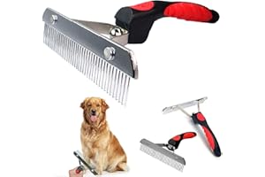 TSXUREPAW Dog Brushes for Grooming Large Dogs, Undercoat Dog Rake Long Hair Pet Comb Pet Grooming Brush with Anti-Slip Handle, Steel Comb for Golden Retriever Husky German Shepherd